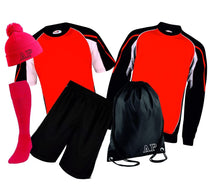 Load image into Gallery viewer, Personalized Kids Sports Kit Gift Set Sports Kits Gazelle Sports UK XSJ/26 (6/7Yrs) G Black/Red/White 