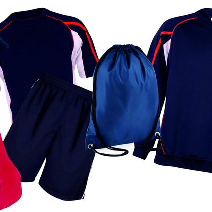 Personalized Kids Sports Kit Gift Set Sports Kits Gazelle Sports UK XSJ/26 (6/7Yrs) B Navy/red/White 
