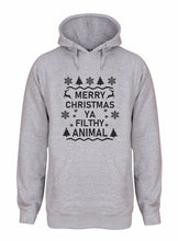 Load image into Gallery viewer, Ya Filthy Animal Christmas Hoodie Gazelle Sports UK XSmall Grey Marl/Black Print 