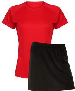 Ladies Netball / Hockey / Rounders Team Kits Gazelle Sports UK XS/8 RED/BLACK YES