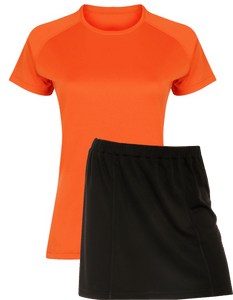 Ladies Netball / Hockey / Rounders Team Kits Gazelle Sports UK XS/8 ORANGE/BLACK YES