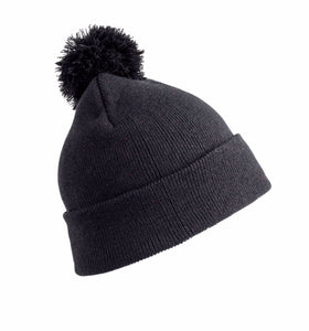 Junior Pom Pom Beanie Hat by Result RC28J Headwear Gazelle Sports UK Black No 