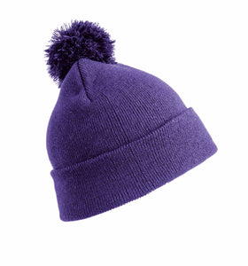 Junior Pom Pom Beanie Hat by Result RC28J Headwear Gazelle Sports UK Purple No 