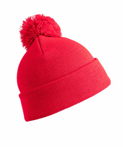 Junior Pom Pom Beanie Hat by Result RC28J Headwear Gazelle Sports UK Red No 
