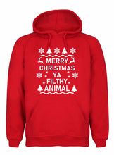 Load image into Gallery viewer, Ya Filthy Animal Christmas Hoodie Gazelle Sports UK XSmall Red/White Print 