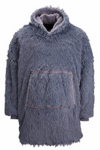 Load image into Gallery viewer, The Ribbon oversized cosy reversible shaggy sherpa hoodie Gazelle Sports UK Grey No 