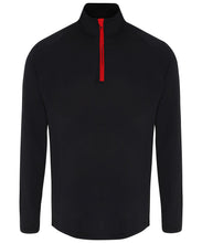 Load image into Gallery viewer, Mens Long sleeve performance ¼ zip Gazelle Sports UK S Black/Red Yes