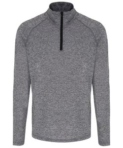 Mens Long sleeve performance ¼ zip Gazelle Sports UK S Grey/black Yes