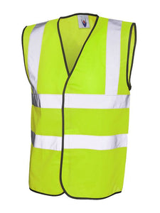 High - Viz sleeveless safety Waist Coat Jackets Gazelle Sports UK S Yellow No