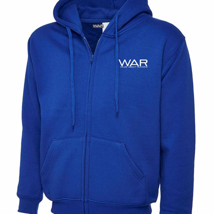 Unisex WAR Branded Zip-Up Hoodie War Gazelle Sports UK XS Royal 