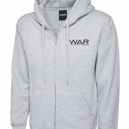 Unisex WAR Branded Zip-Up Hoodie War Gazelle Sports UK XS Grey Marl 