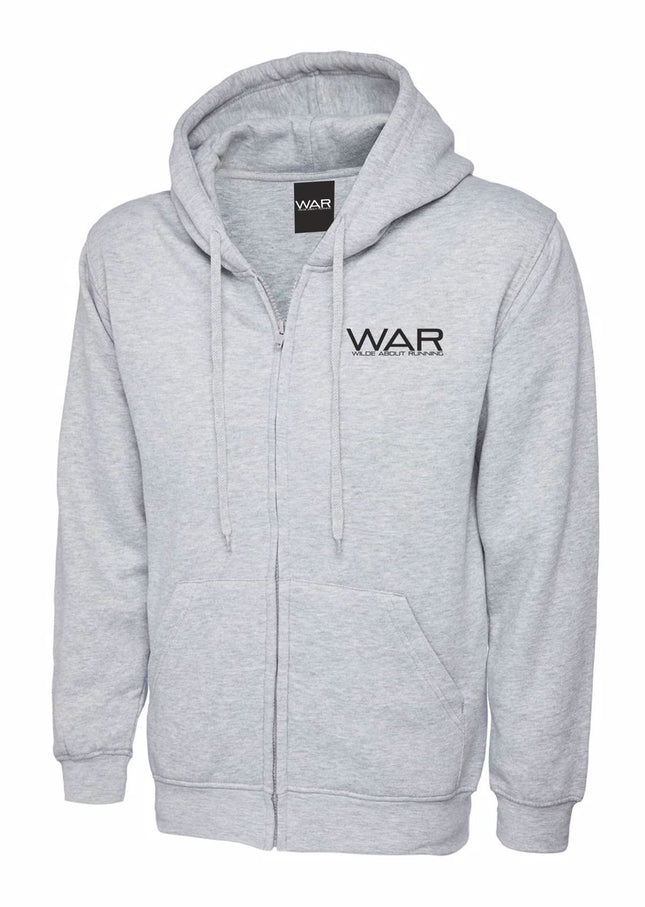 Unisex WAR Branded Zip-Up Hoodie War Gazelle Sports UK XS Grey Marl 