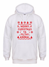 Load image into Gallery viewer, Ya Filthy Animal Christmas Hoodie Gazelle Sports UK XSmall White/Red Print 