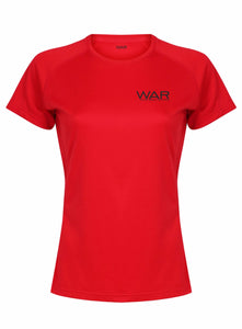 Womens WAR Branded Fitness Top War Gazelle Sports UK XS/8 red 