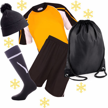 Personalized Kids Sports Kit Gift Set Gazelle Sports UK XSJ/26 (6/7Yrs) H Black/Amber/White 