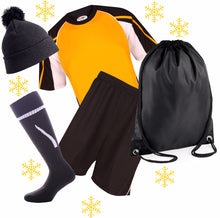 Load image into Gallery viewer, Personalized Kids Sports Kit Gift Set Gazelle Sports UK XSJ/26 (6/7Yrs) H Black/Amber/White 